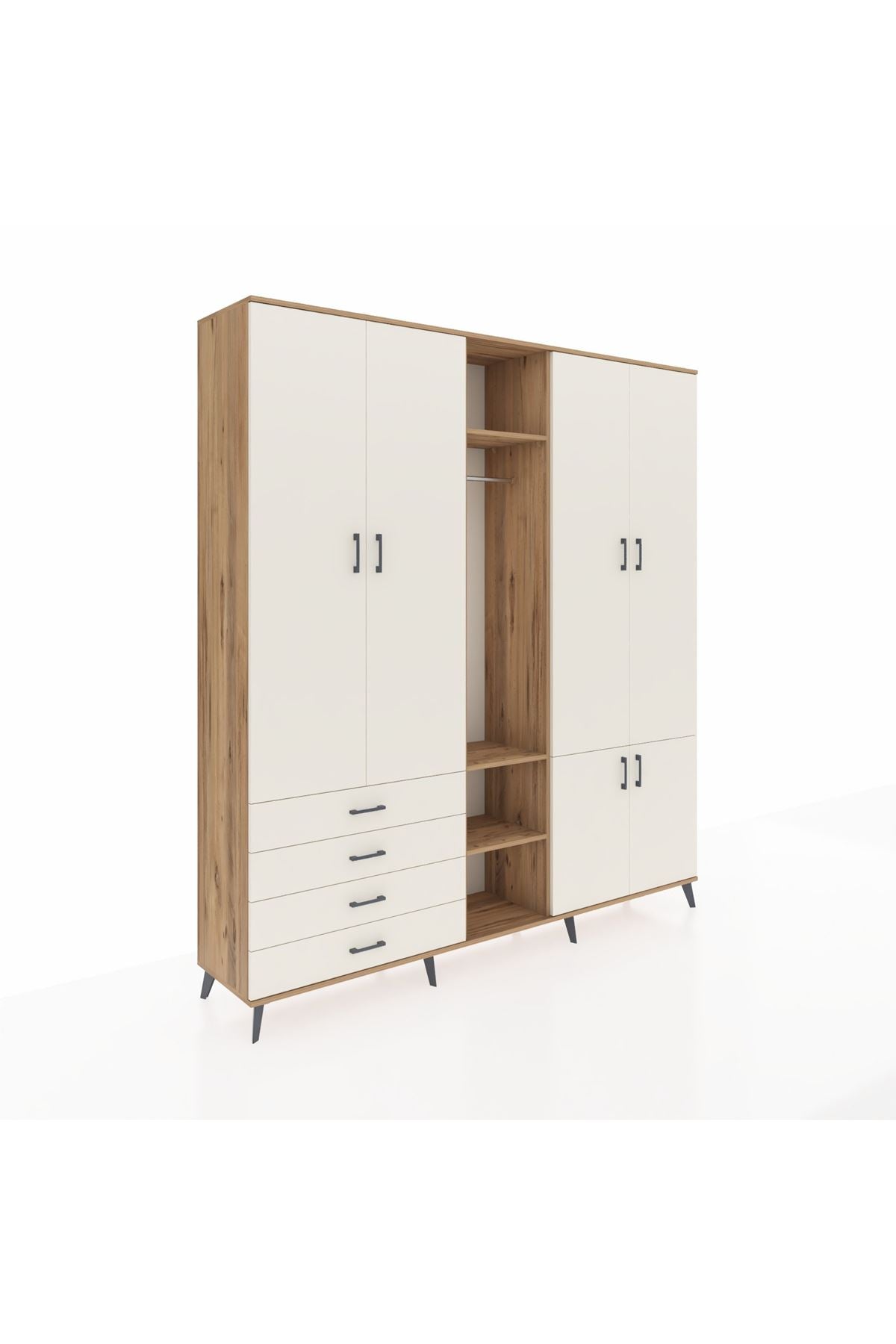 Hyperion Dolap 14 Raflı 4 Çekmeceli Tek Askılı 220x44x243 - S553M048V22B