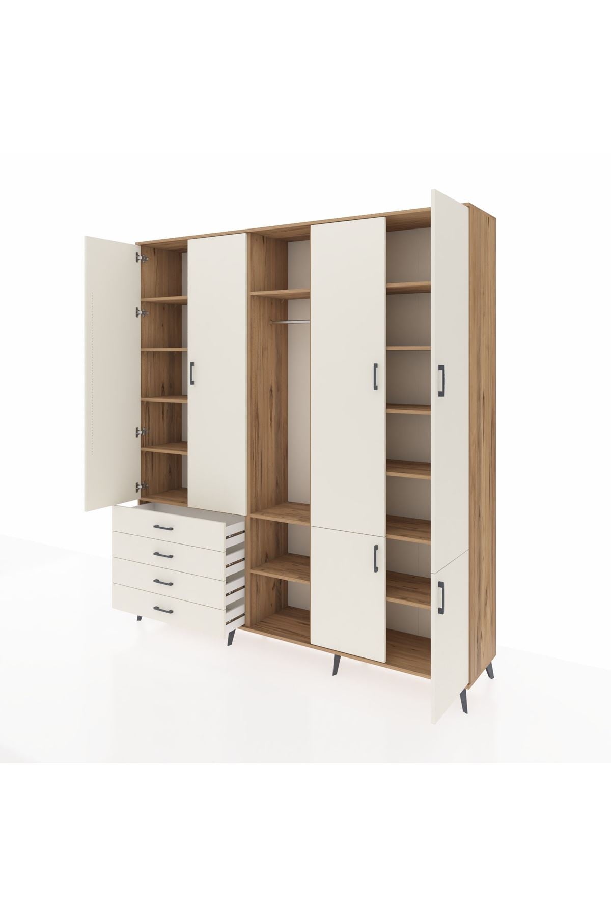 Hyperion Dolap 14 Raflı 4 Çekmeceli Tek Askılı 220x44x243 - S553M048V22B