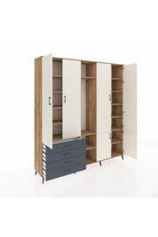 Hyperion Dolap 14 Raflı 4 Çekmeceli Tek Askılı 220x44x243 - S553M048V23B