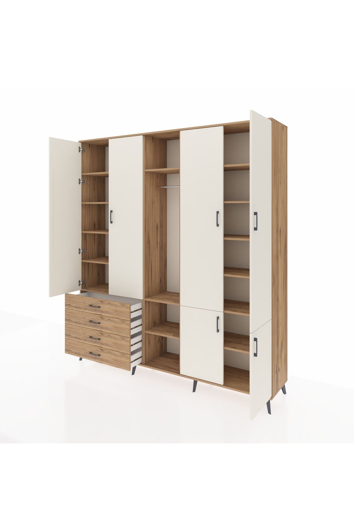 Hyperion Dolap 14 Raflı 4 Çekmeceli Tek Askılı 220x44x243 - S553M048V24B