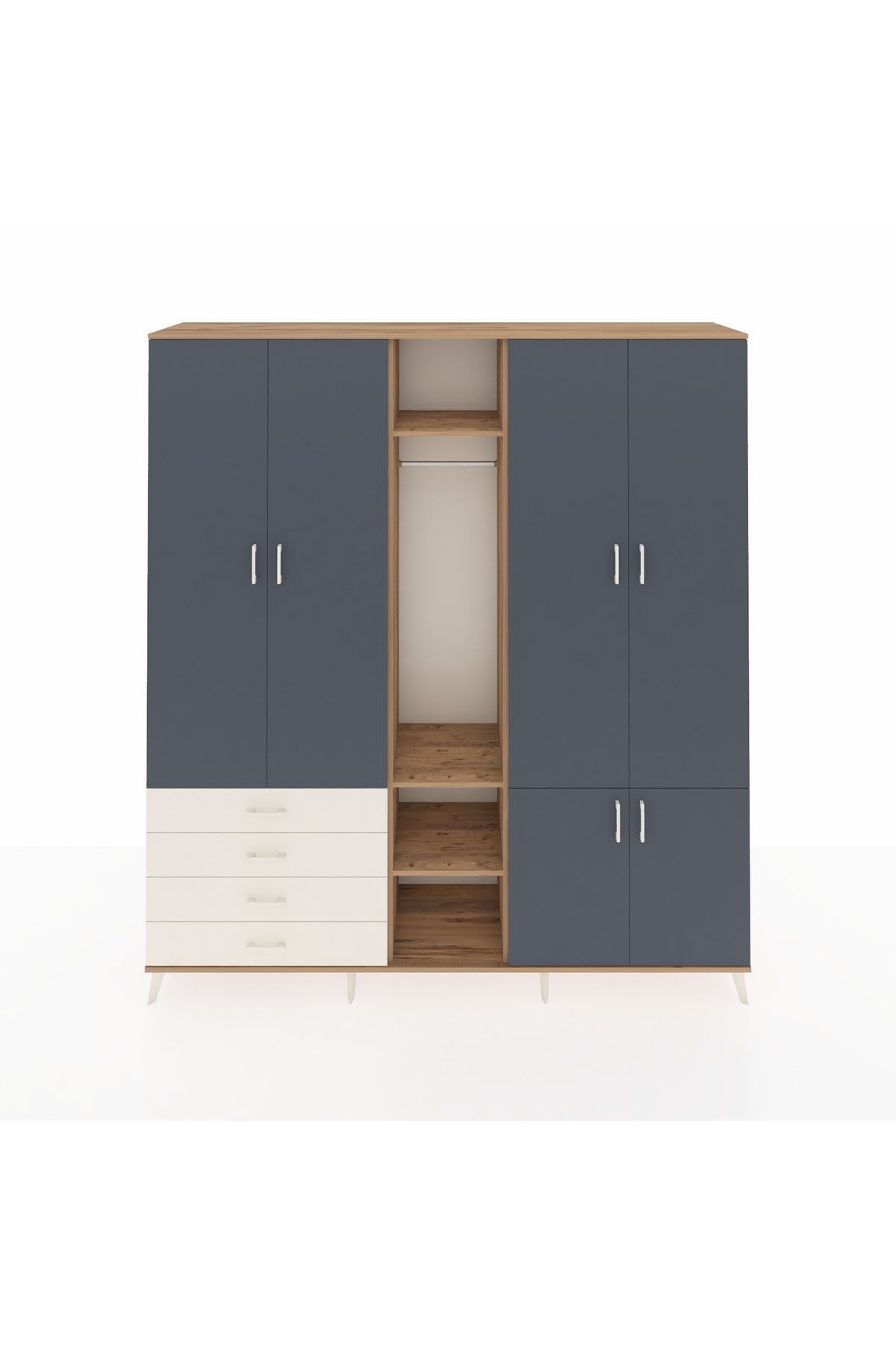 Hyperion Dolap 14 Raflı 4 Çekmeceli Tek Askılı 220x44x243 - S553M048V25B