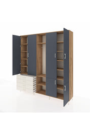 Hyperion Dolap 14 Raflı 4 Çekmeceli Tek Askılı 220x44x243 - S553M048V25B