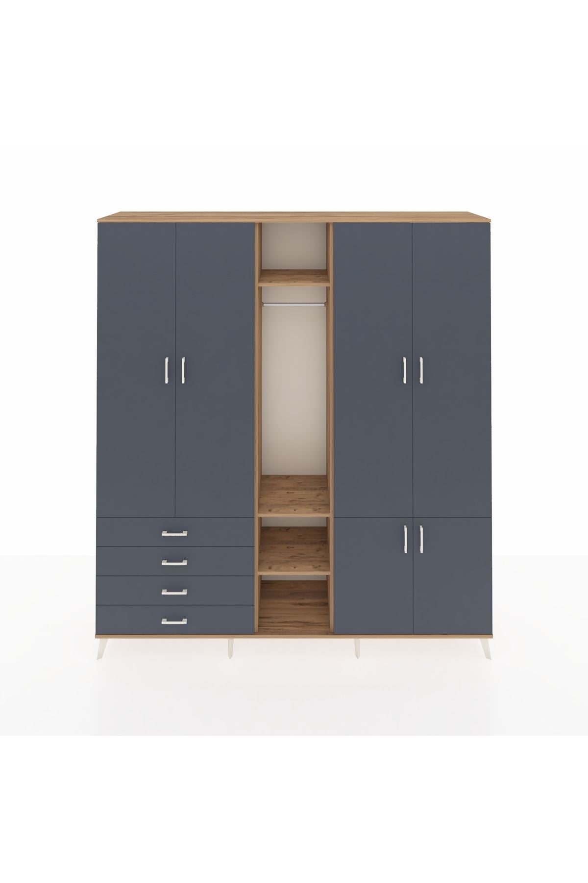 Hyperion Dolap 14 Raflı 4 Çekmeceli Tek Askılı 220x44x243 - S553M048V26B