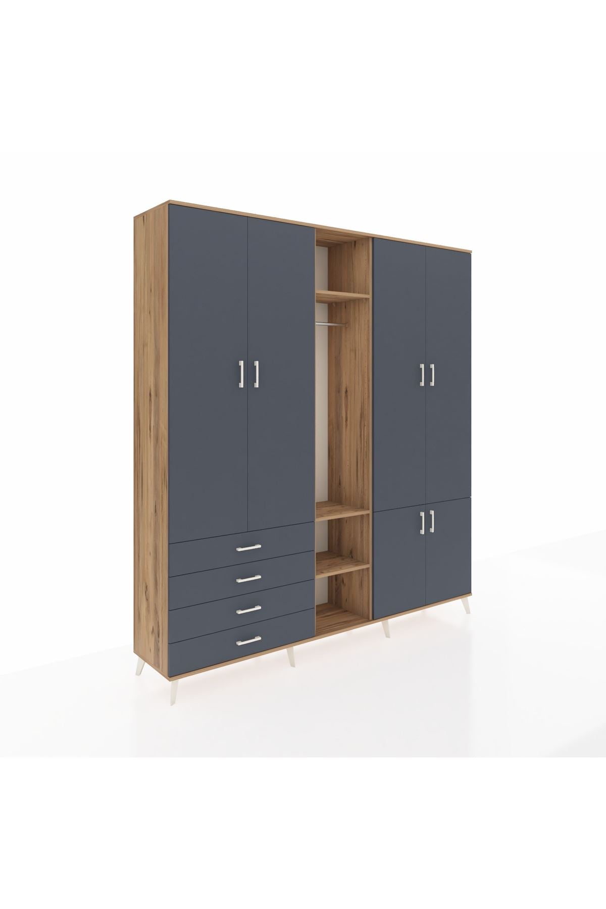 Hyperion Dolap 14 Raflı 4 Çekmeceli Tek Askılı 220x44x243 - S553M048V26B