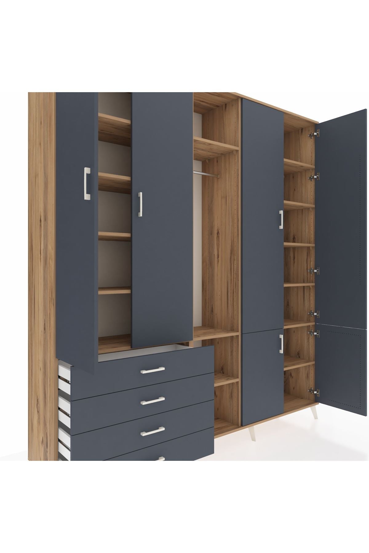 Hyperion Dolap 14 Raflı 4 Çekmeceli Tek Askılı 220x44x243 - S553M048V26B