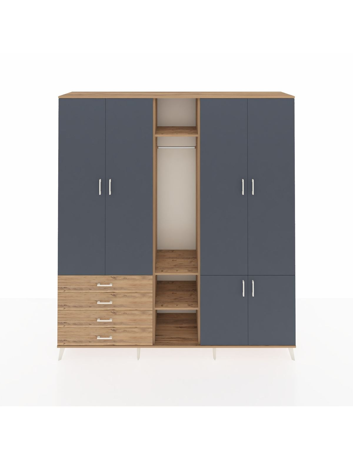 Hyperion Dolap 14 Raflı 4 Çekmeceli Tek Askılı 220x44x243 - S553M048V27B