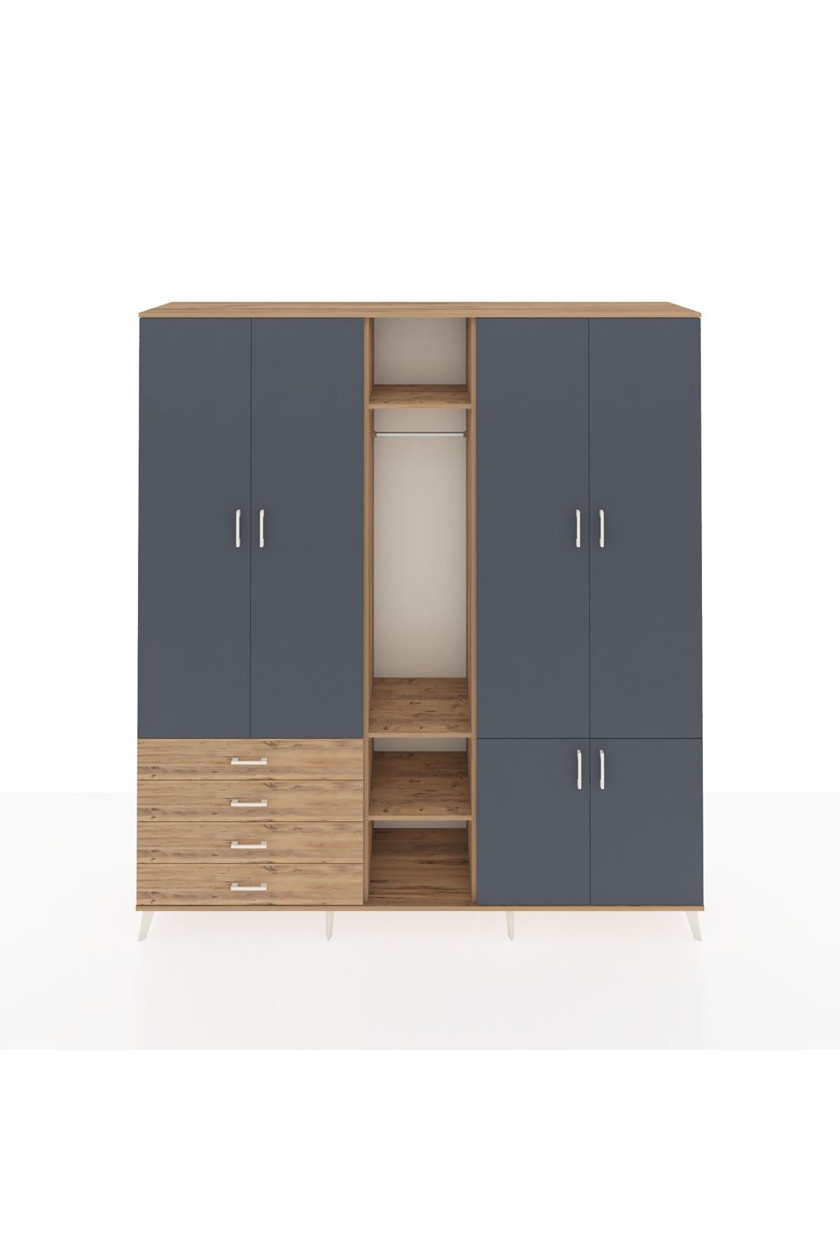 Hyperion Dolap 14 Raflı 4 Çekmeceli Tek Askılı 220x44x243 - S553M048V27B