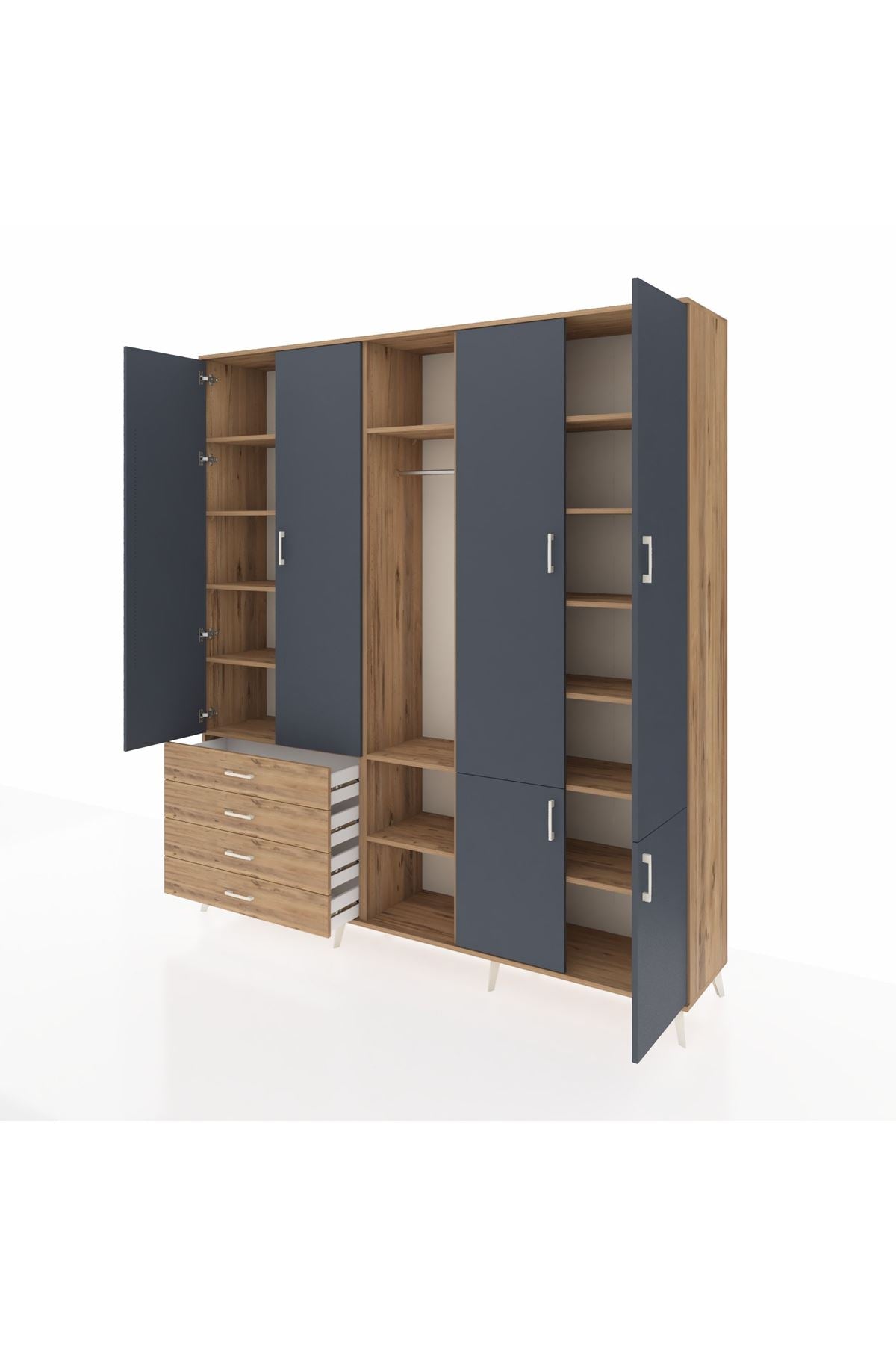 Hyperion Dolap 14 Raflı 4 Çekmeceli Tek Askılı 220x44x243 - S553M048V27B