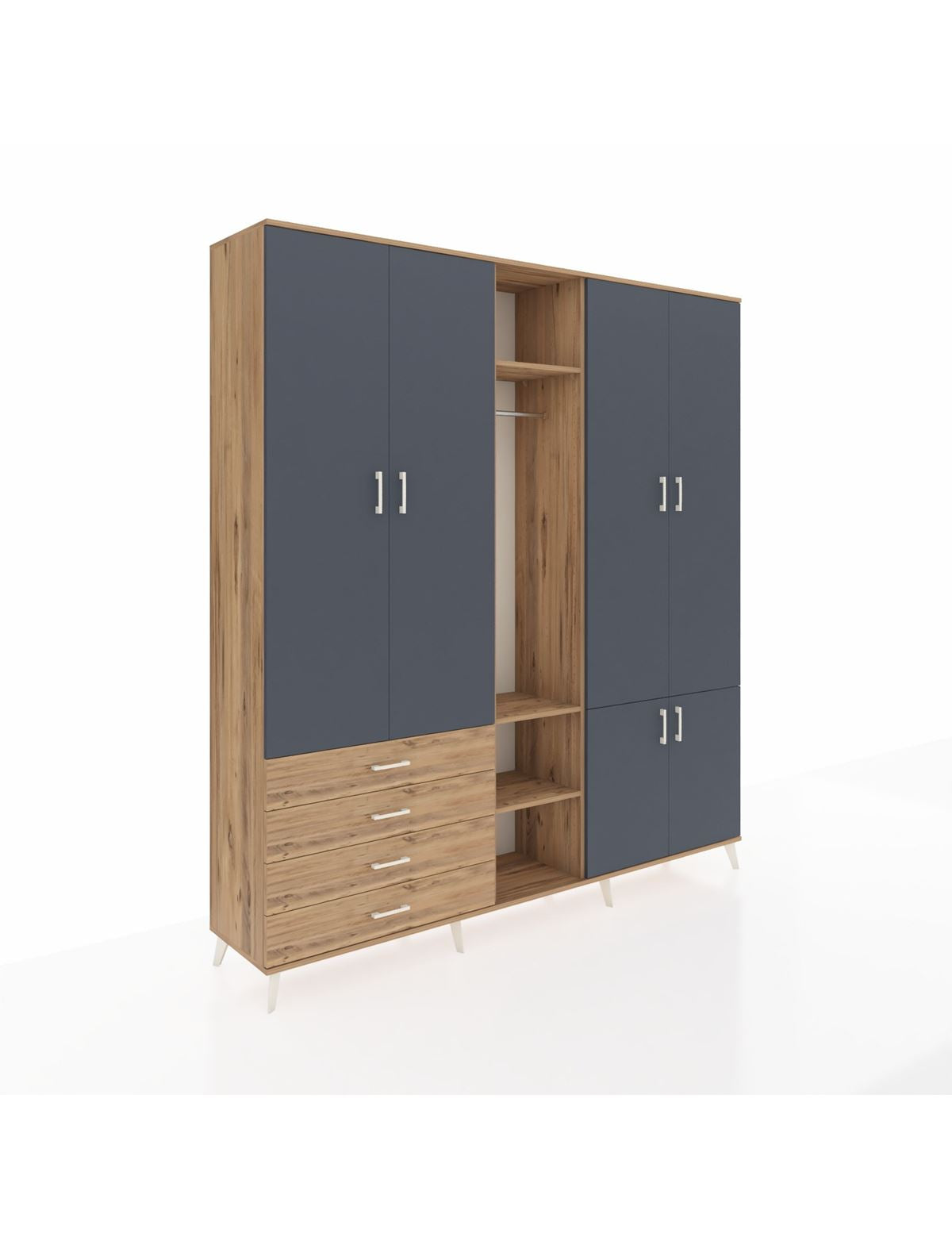 Hyperion Dolap 14 Raflı 4 Çekmeceli Tek Askılı 220x44x243 - S553M048V27B