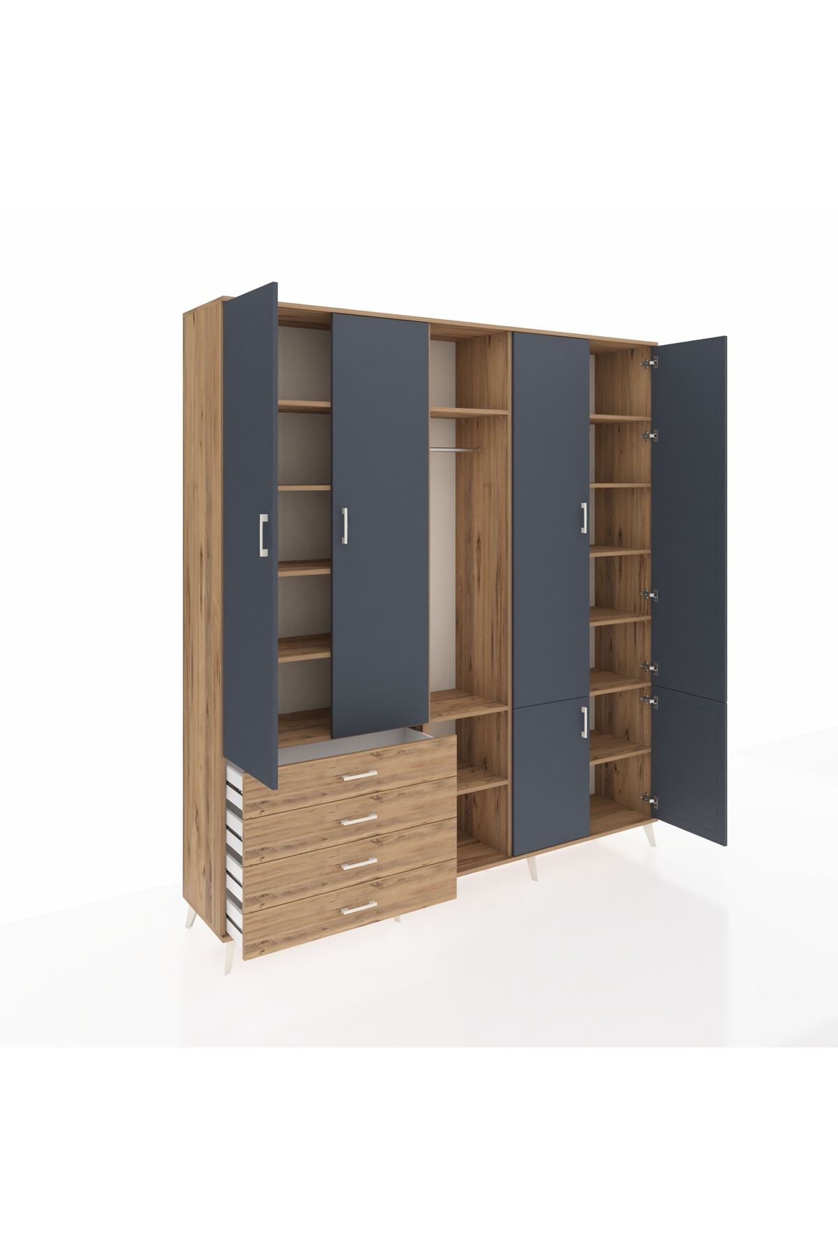 Hyperion Dolap 14 Raflı 4 Çekmeceli Tek Askılı 220x44x243 - S553M048V27B