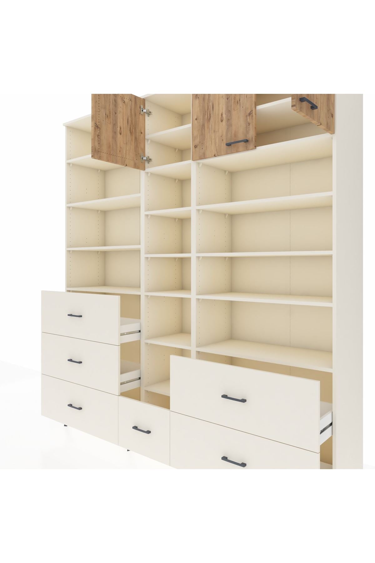 Hyperion Dolap 17 Raflı 6 Çekmeceli 3 Kapaklı 220x44x243 Aytaşı-Çam/Aytaşı