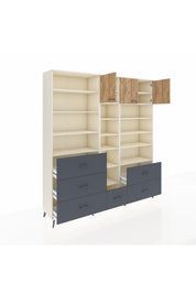 Hyperion Dolap 17 Raflı 6 Çekmeceli 3 Kapaklı 220x44x243 Aytaşı-Çam/Antrasit