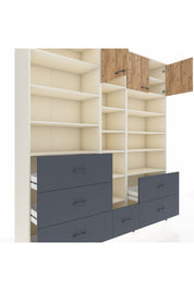 Hyperion Dolap 17 Raflı 6 Çekmeceli 3 Kapaklı 220x44x243 Aytaşı-Çam/Antrasit