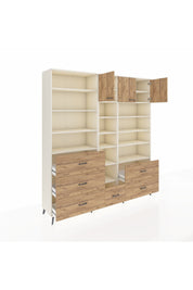 Hyperion Dolap 17 Raflı 6 Çekmeceli 3 Kapaklı 220x44x243 Aytaşı-Çam/Çam