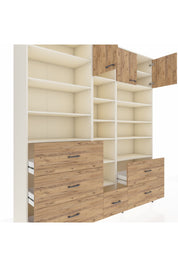 Hyperion Dolap 17 Raflı 6 Çekmeceli 3 Kapaklı 220x44x243 Aytaşı-Çam/Çam