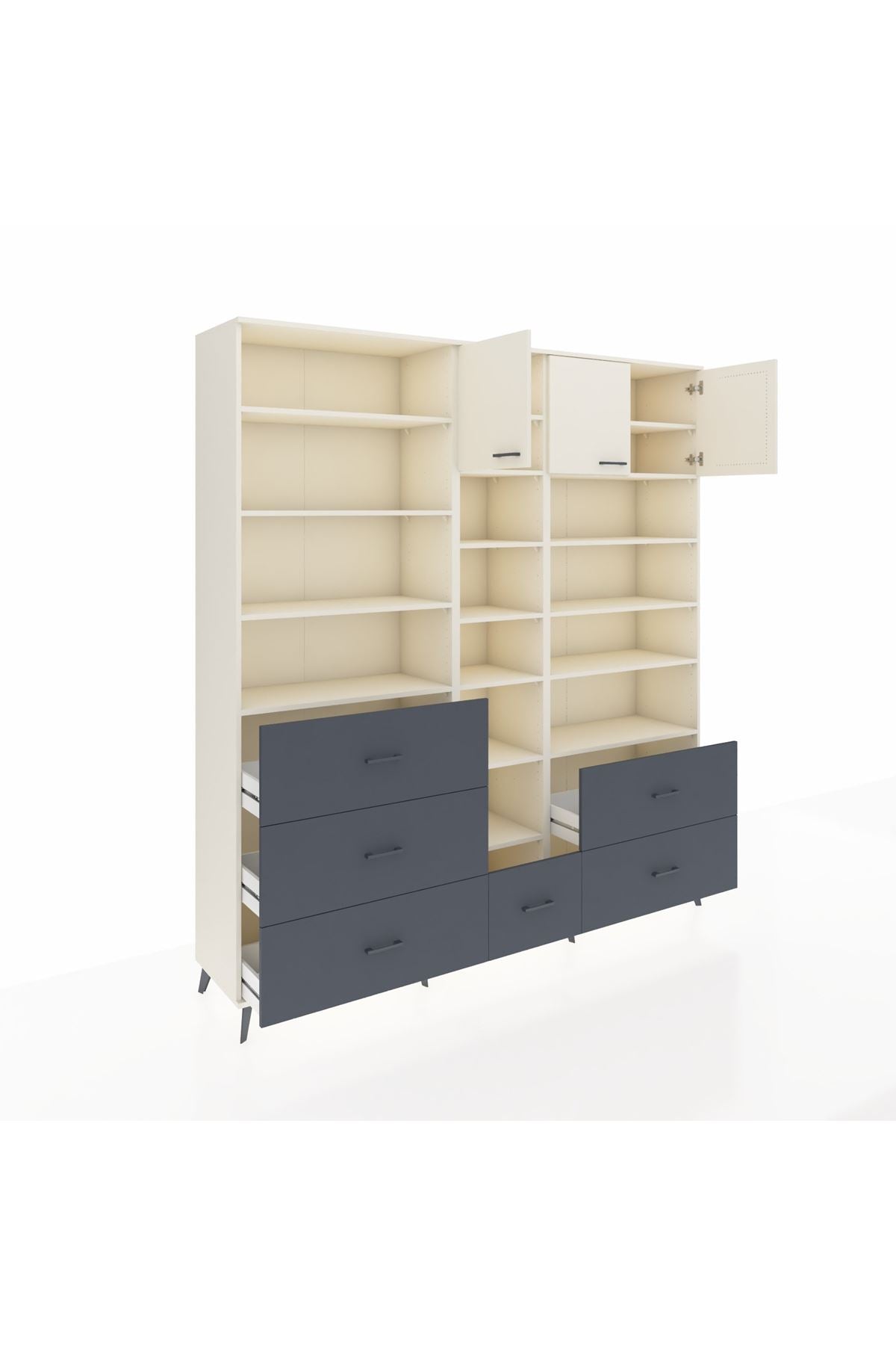 Hyperion Dolap 17 Raflı 6 Çekmeceli 3 Kapaklı 220x44x243 Aytaşı-Aytaşı/Antrasit