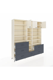 Hyperion Dolap 17 Raflı 6 Çekmeceli 3 Kapaklı 220x44x243 Aytaşı-Aytaşı/Antrasit