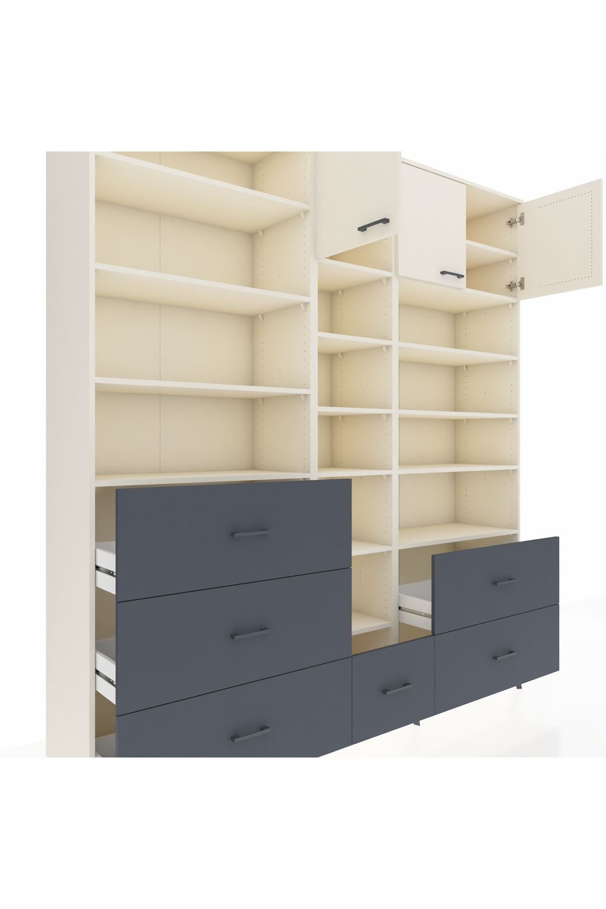 Hyperion Dolap 17 Raflı 6 Çekmeceli 3 Kapaklı 220x44x243 Aytaşı-Aytaşı/Antrasit