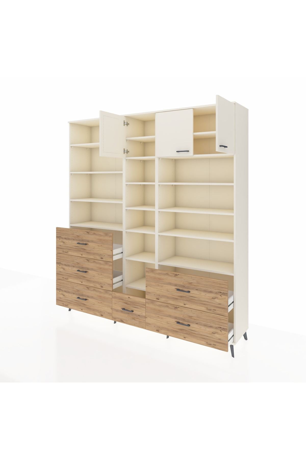 Hyperion Dolap 17 Raflı 6 Çekmeceli 3 Kapaklı 220x44x243 Aytaşı-Aytaşı/Çam