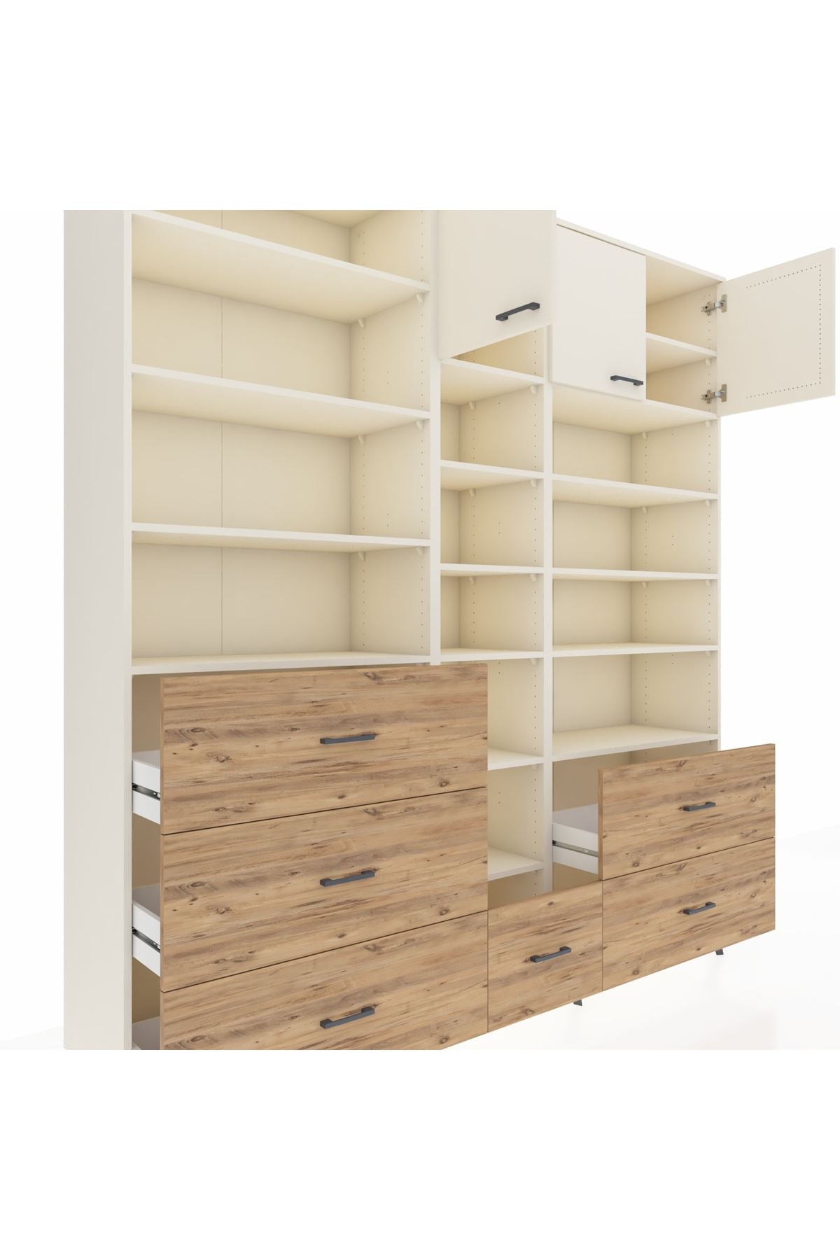 Hyperion Dolap 17 Raflı 6 Çekmeceli 3 Kapaklı 220x44x243 Aytaşı-Aytaşı/Çam