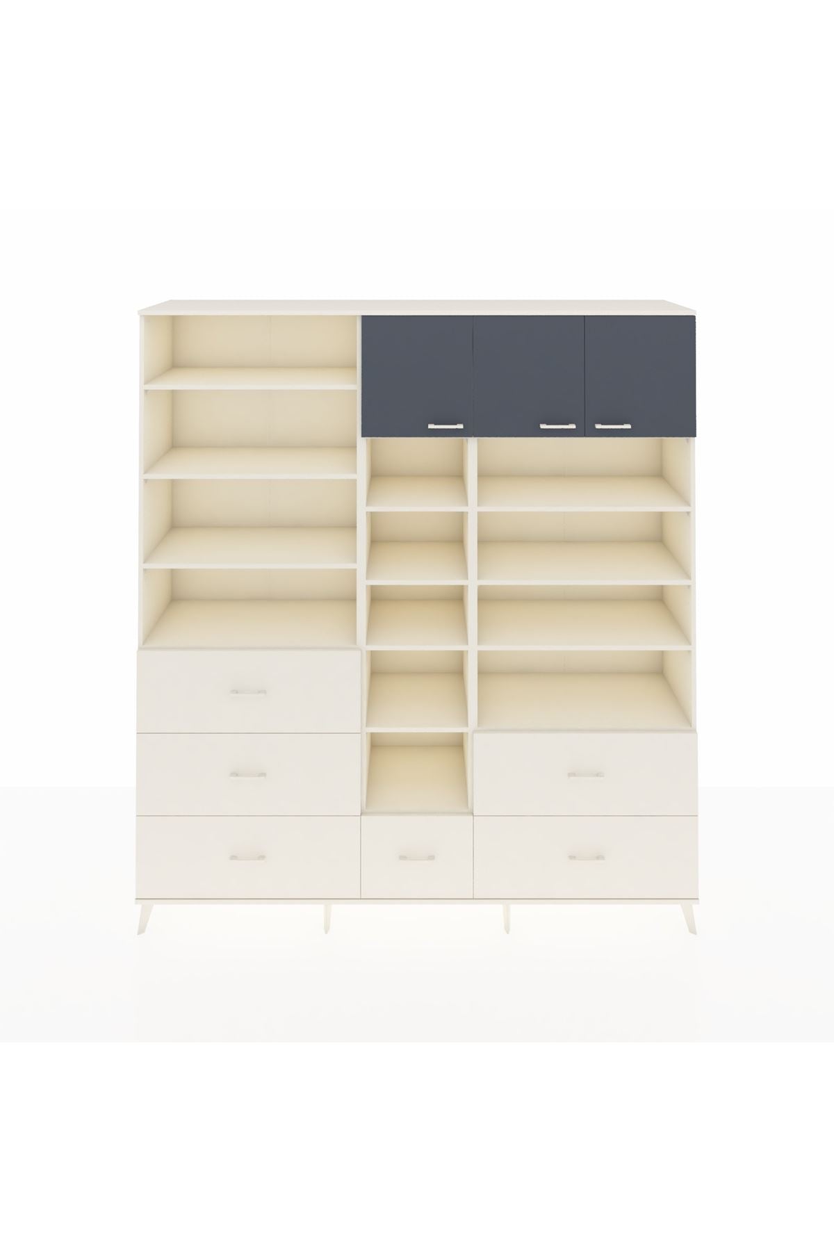 Hyperion Dolap 17 Raflı 6 Çekmeceli 3 Kapaklı 220x44x243 Aytaşı-Antrasit/Aytaşı