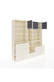 Hyperion Dolap 17 Raflı 6 Çekmeceli 3 Kapaklı 220x44x243 Aytaşı-Antrasit/Aytaşı