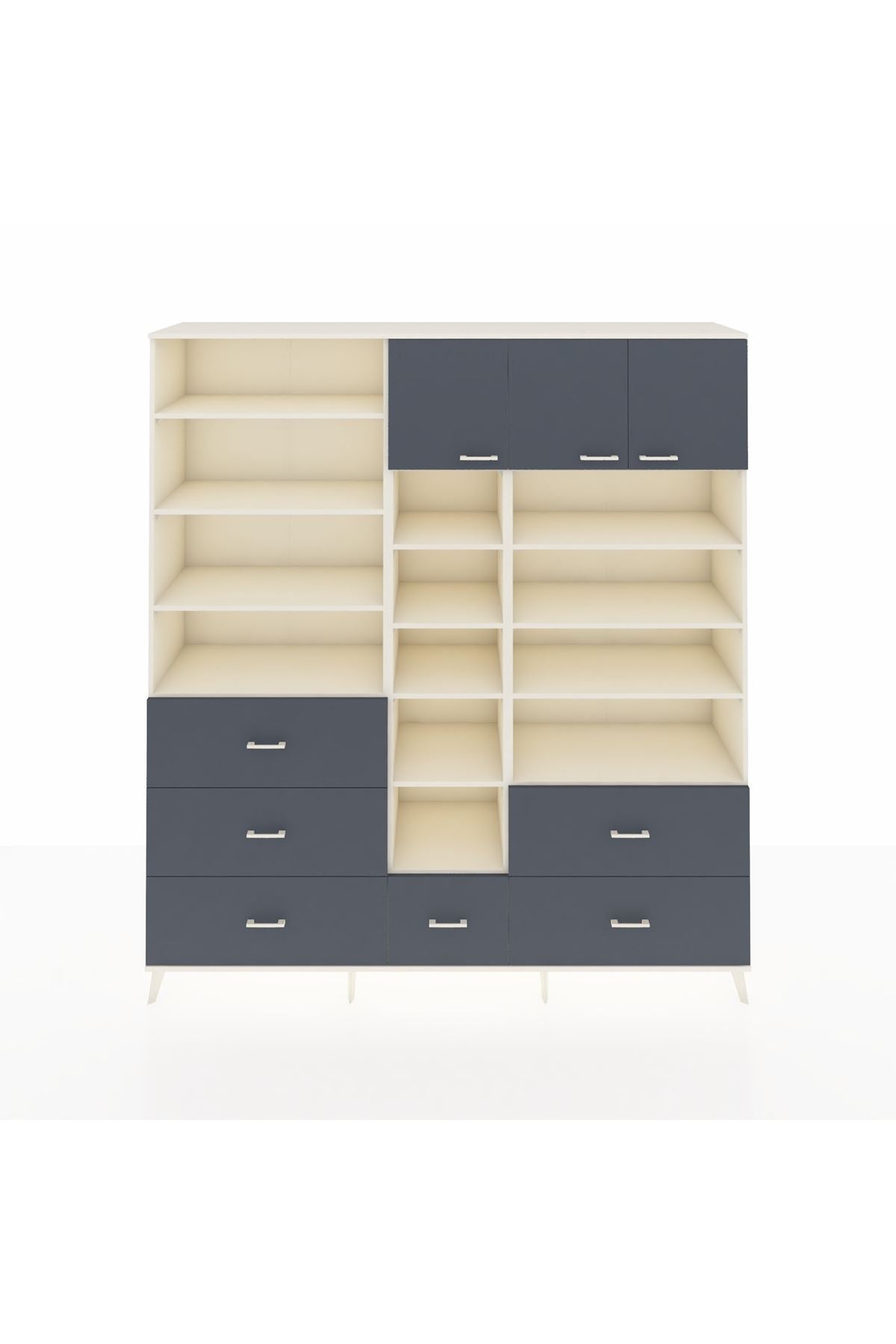 Hyperion Dolap 17 Raflı 6 Çekmeceli 3 Kapaklı 220x44x243 Aytaşı-Antrasit/Antrasit