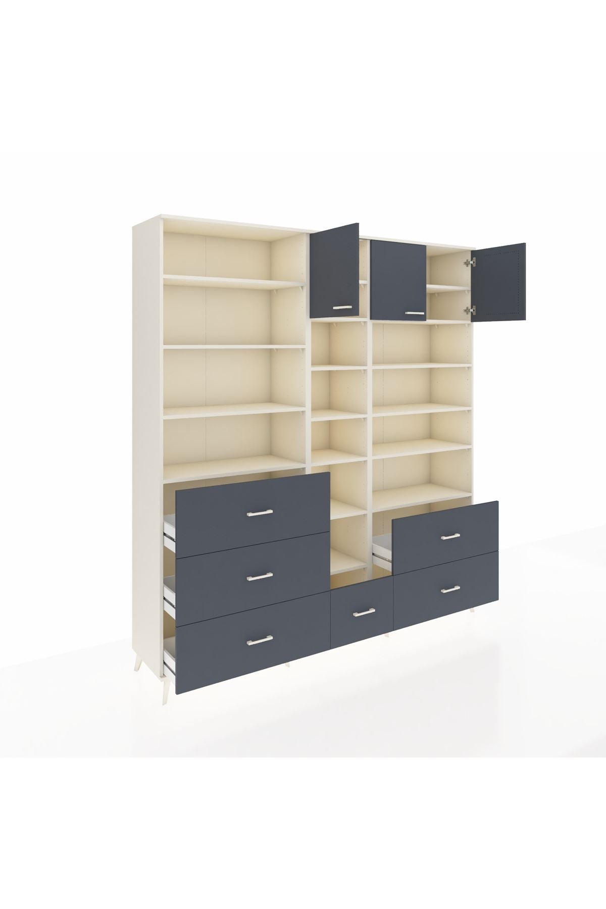 Hyperion Dolap 17 Raflı 6 Çekmeceli 3 Kapaklı 220x44x243 Aytaşı-Antrasit/Antrasit