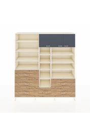 Hyperion Dolap 17 Raflı 6 Çekmeceli 3 Kapaklı 220x44x243 Aytaşı-Antrasit/Çam