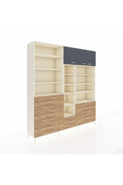 Hyperion Dolap 17 Raflı 6 Çekmeceli 3 Kapaklı 220x44x243 Aytaşı-Antrasit/Çam