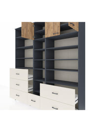Hyperion Dolap 17 Raflı 6 Çekmeceli 3 Kapaklı 220x44x243 Antrasit-Çam/Aytaşı