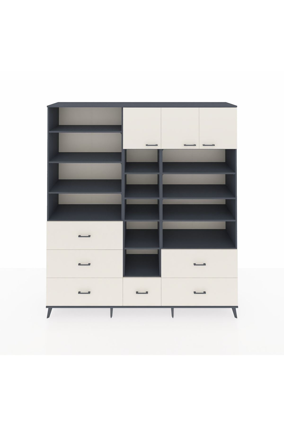 Hyperion Dolap 17 Raflı 6 Çekmeceli 3 Kapaklı 220x44x243 Antrasit-Aytaşı/Aytaşı