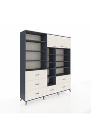 Hyperion Dolap 17 Raflı 6 Çekmeceli 3 Kapaklı 220x44x243 Antrasit-Aytaşı/Aytaşı