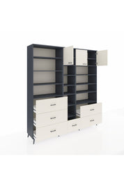 Hyperion Dolap 17 Raflı 6 Çekmeceli 3 Kapaklı 220x44x243 Antrasit-Aytaşı/Aytaşı