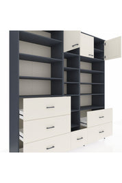 Hyperion Dolap 17 Raflı 6 Çekmeceli 3 Kapaklı 220x44x243 Antrasit-Aytaşı/Aytaşı