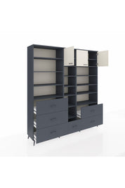 Hyperion Dolap 17 Raflı 6 Çekmeceli 3 Kapaklı 220x44x243 Antrasit-Aytaşı/Antrasit
