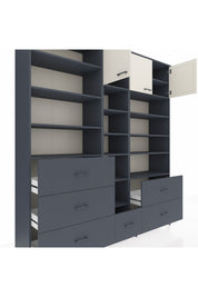 Hyperion Dolap 17 Raflı 6 Çekmeceli 3 Kapaklı 220x44x243 Antrasit-Aytaşı/Antrasit