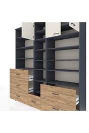 Hyperion Dolap 17 Raflı 6 Çekmeceli 3 Kapaklı 220x44x243 Antrasit-Aytaşı/Çam