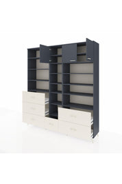 Hyperion Dolap 17 Raflı 6 Çekmeceli 3 Kapaklı 220x44x243 Antrasit-Antrasit/Aytaşı