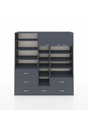 Hyperion Dolap 17 Raflı 6 Çekmeceli 3 Kapaklı 220x44x243 Antrasit-Antrasit/Antrasit