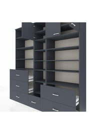 Hyperion Dolap 17 Raflı 6 Çekmeceli 3 Kapaklı 220x44x243 Antrasit-Antrasit/Antrasit