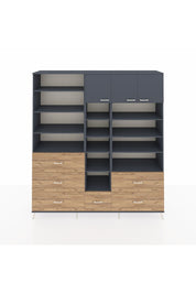 Hyperion Dolap 17 Raflı 6 Çekmeceli 3 Kapaklı 220x44x243 Antrasit-Antrasit/Çam