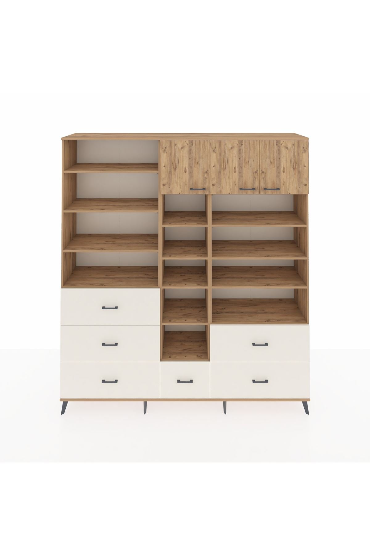 Hyperion Dolap 17 Raflı 6 Çekmeceli 3 Kapaklı 220x44x243 Çam-Çam/Aytaşı