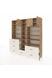 Hyperion Dolap 17 Raflı 6 Çekmeceli 3 Kapaklı 220x44x243 Çam-Çam/Aytaşı