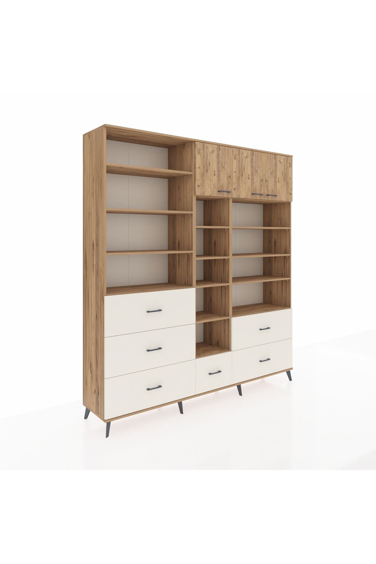 Hyperion Dolap 17 Raflı 6 Çekmeceli 3 Kapaklı 220x44x243 Çam-Çam/Aytaşı