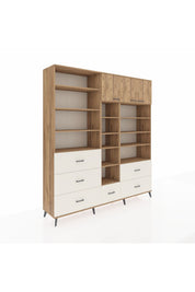 Hyperion Dolap 17 Raflı 6 Çekmeceli 3 Kapaklı 220x44x243 Çam-Çam/Aytaşı