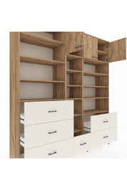 Hyperion Dolap 17 Raflı 6 Çekmeceli 3 Kapaklı 220x44x243 Çam-Çam/Aytaşı