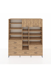 Hyperion Dolap 17 Raflı 6 Çekmeceli 3 Kapaklı 220x44x243 Çam-Çam/Çam