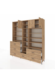 Hyperion Dolap 17 Raflı 6 Çekmeceli 3 Kapaklı 220x44x243 Çam-Çam/Çam