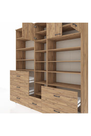 Hyperion Dolap 17 Raflı 6 Çekmeceli 3 Kapaklı 220x44x243 Çam-Çam/Çam